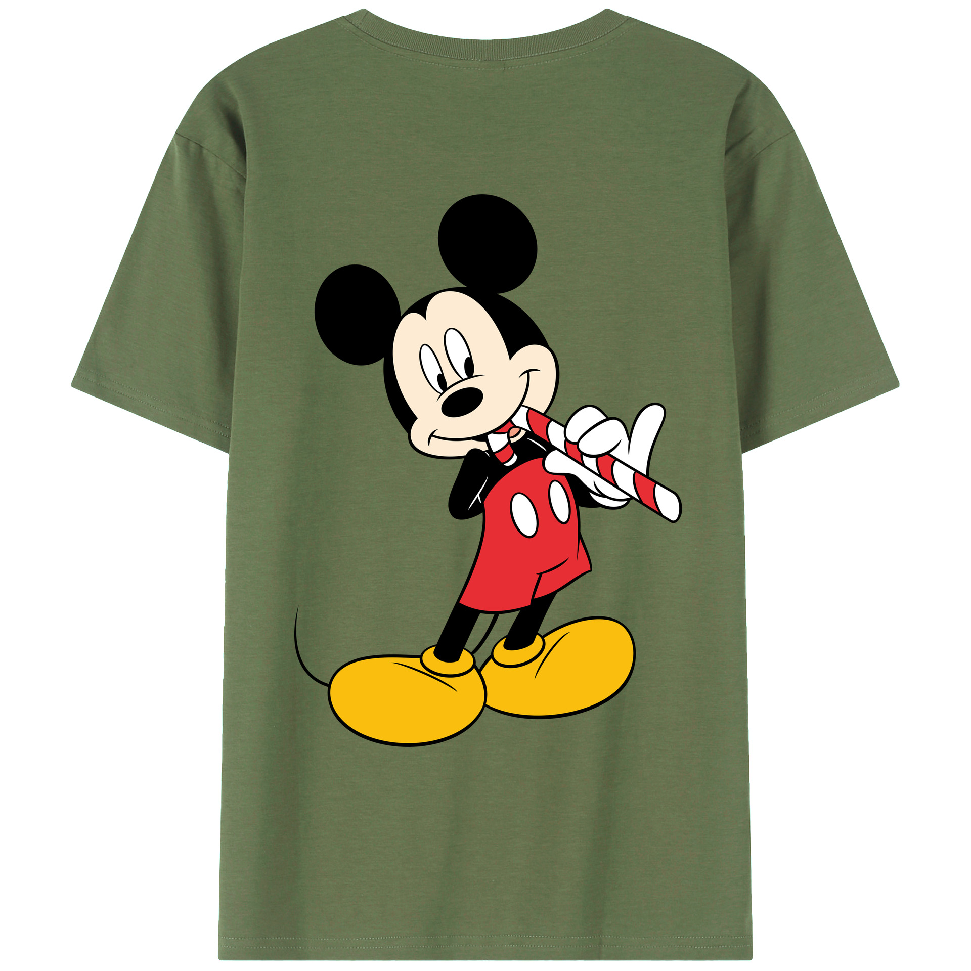 ミッキーマウス Mickey Mouse 綿100％ メンズ半袖Tシャツ（バックプリント） 通気性